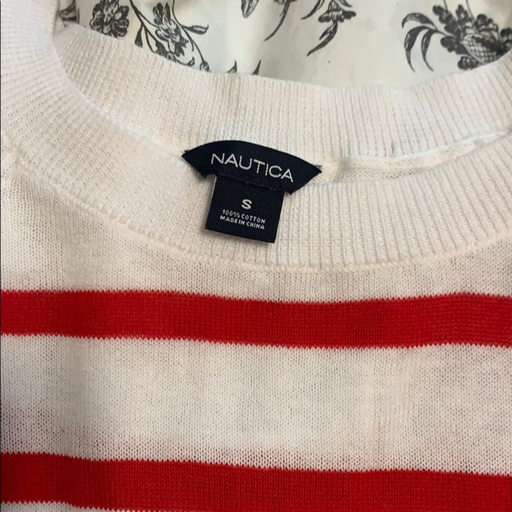 Nautical white and blue anchor zipper sweater